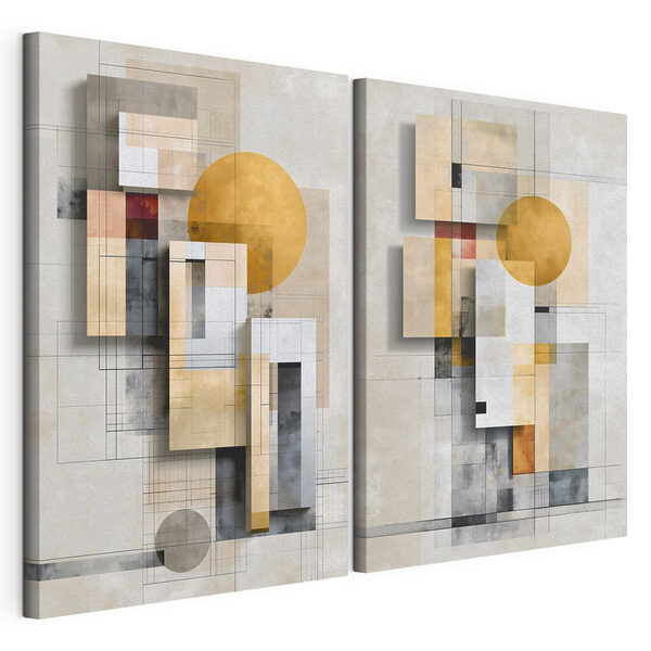 Pintura de figuras geométricas y círculos Lámina modular sobre lienzo Pintura de figuras geométricas y círculos