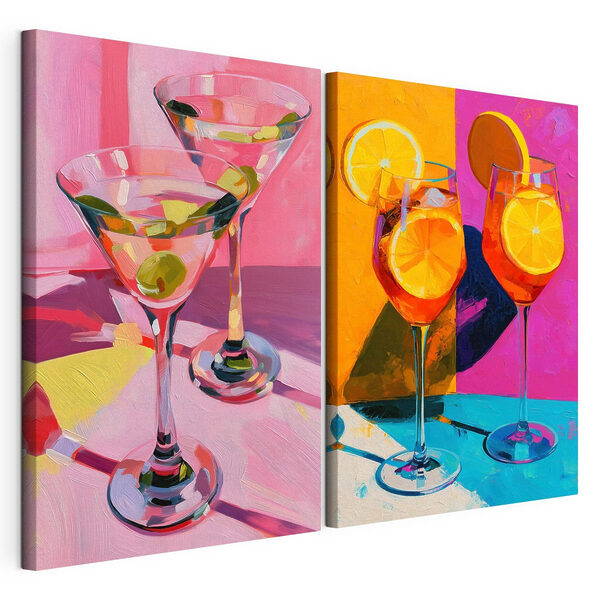 Lámina modular sobre lienzo Cuadro en el que aparecen un par de copas de martini