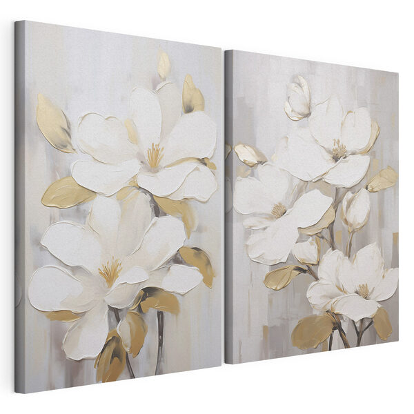 Cuadro de flores blancas Lámina modular sobre lienzo Cuadro de flores blancas