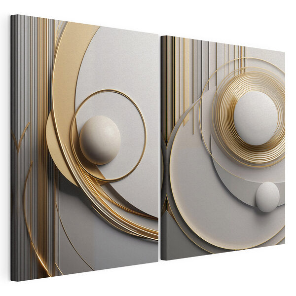 Curvas y esferas elegantes en armonía Lámina modular sobre lienzo Curvas y esferas elegantes en armonía