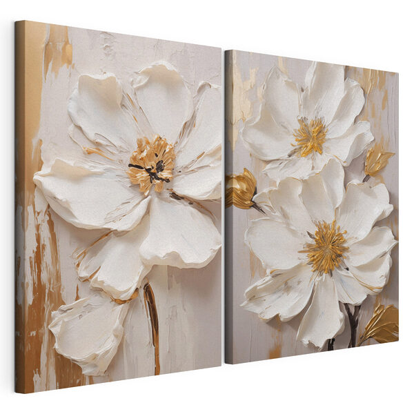 Delicadas flores en tonos suaves Lámina modular sobre lienzo Delicadas flores en tonos suaves