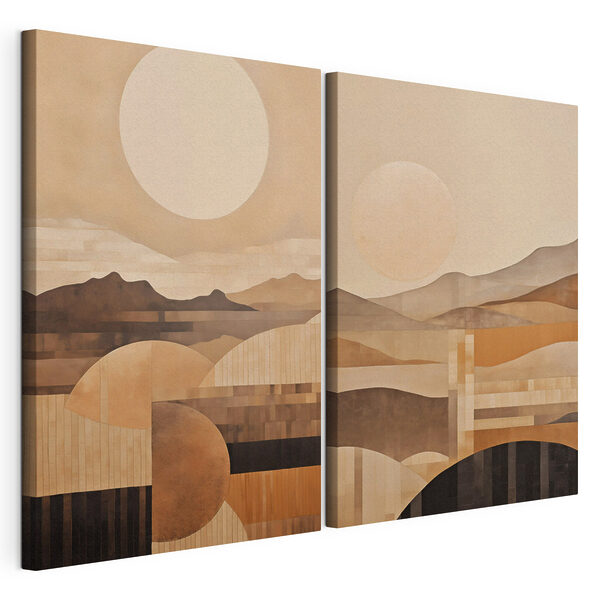 Cuadro de colinas y sol Lámina modular sobre lienzo Cuadro de colinas y sol