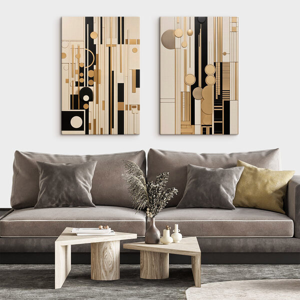 Lámina modular sobre lienzo Collage artístico con diferentes formas y colores (SKU: m30577) Lámina modular sobre lienzo Collage artístico con diferentes formas y colores (SKU: m30577)