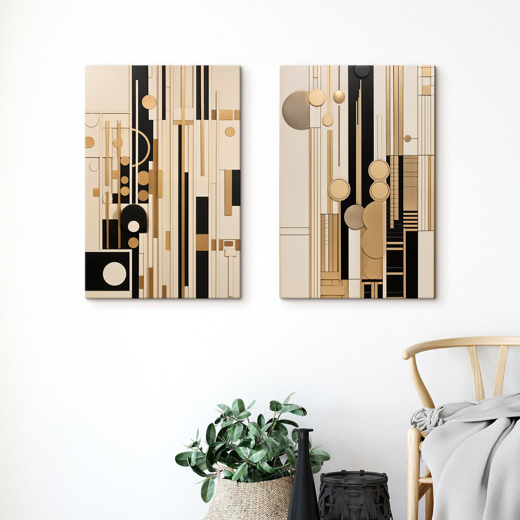 Lámina modular sobre lienzo Collage artístico con diferentes formas y colores (SKU: m30577) Lámina modular sobre lienzo Collage artístico con diferentes formas y colores (SKU: m30577)