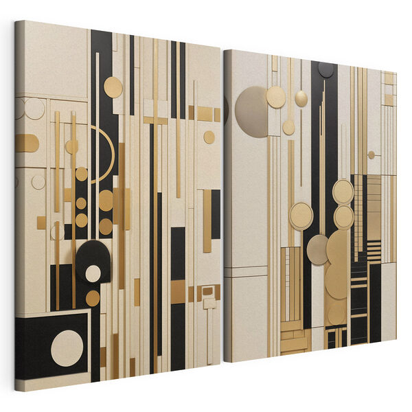 Lámina modular sobre lienzo Lámina modular sobre lienzo Collage artístico con diferentes formas y colores (SKU: m30577)