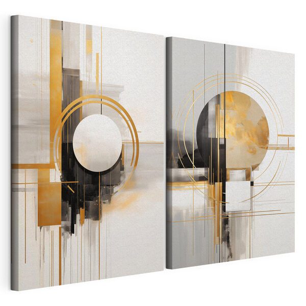 Dos obras de arte Lámina modular sobre lienzo Dos obras de arte