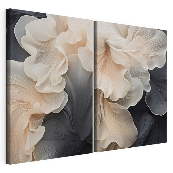 - Líneas fluidas en tonos suaves Lámina modular sobre lienzo - Líneas fluidas en tonos suaves