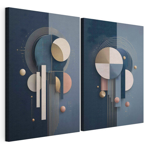 Lámina modular sobre lienzo Lámina modular sobre lienzo Collage artístico con círculos y líneas (SKU: m30588)