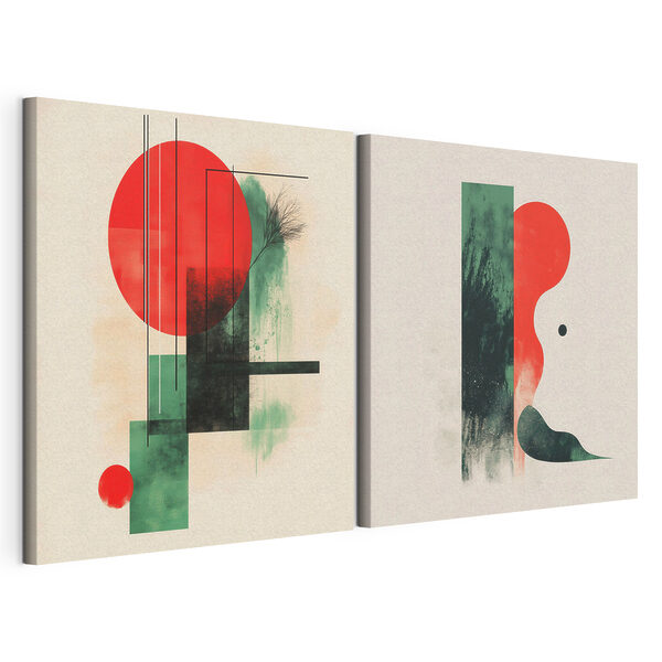 Dos obras de arte Lámina modular sobre lienzo Dos obras de arte