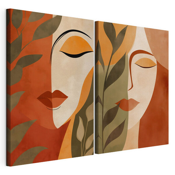 Collage del rostro de una mujer Lámina modular sobre lienzo Collage del rostro de una mujer