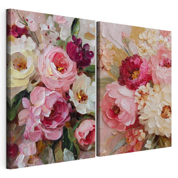 Flores en tonos vivos y suaves Lámina modular sobre lienzo Flores en tonos vivos y suaves