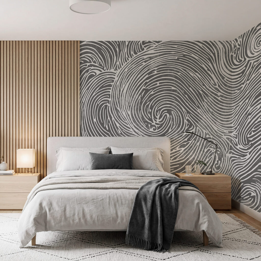 Diseño con remolinos en gris y blanco Diseño con remolinos en gris y blanco