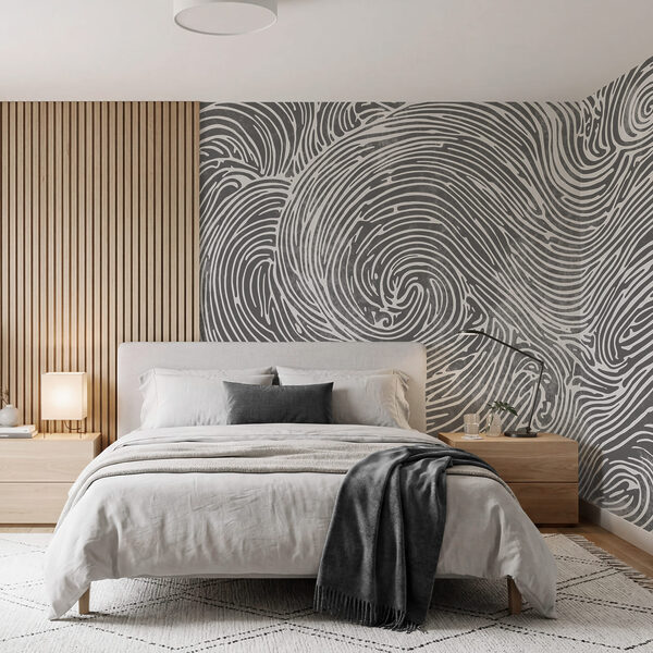 Diseño con remolinos en gris y blanco Diseño con remolinos en gris y blanco
