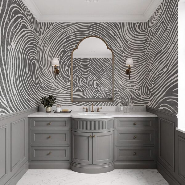 Diseño con remolinos en gris y blanco Diseño con remolinos en gris y blanco