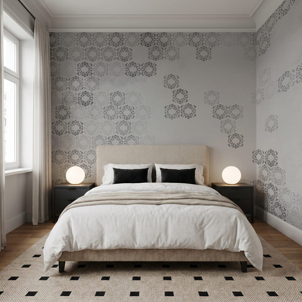 Fondo blanco con un estampado en blanco y negro Fondo blanco con un estampado en blanco y negro