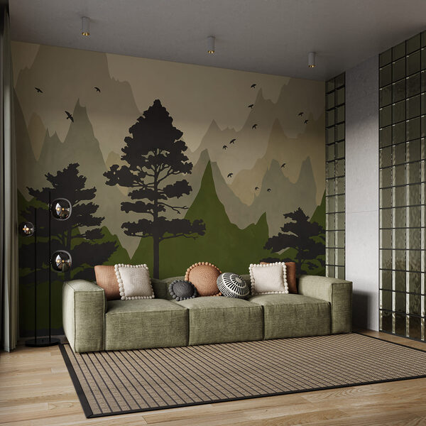 Pintura de árboles y montañas Pintura de árboles y montañas
