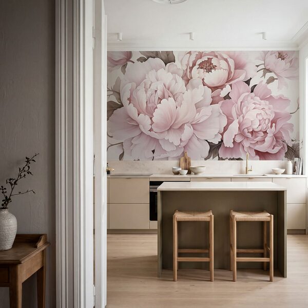 Peonías de un suave tono rosado en plena floración Peonías de un suave tono rosado en plena floración