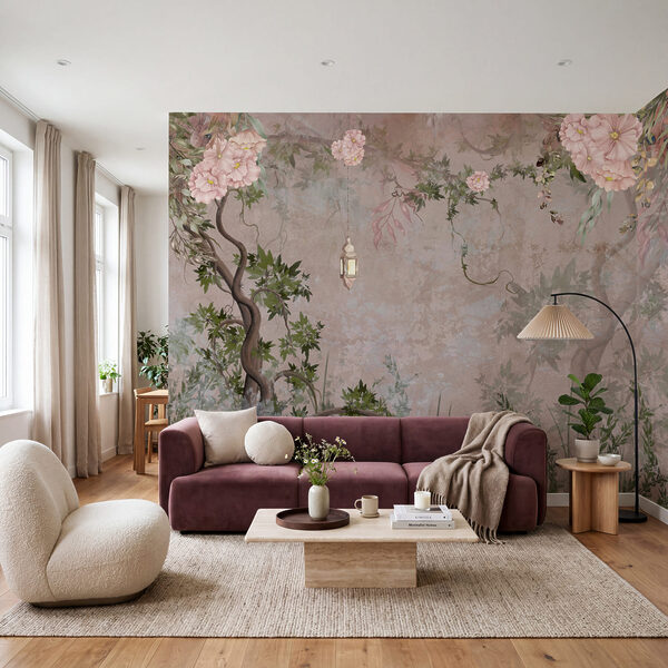 Cuadro de un árbol con flores y una linterna Cuadro de un árbol con flores y una linterna