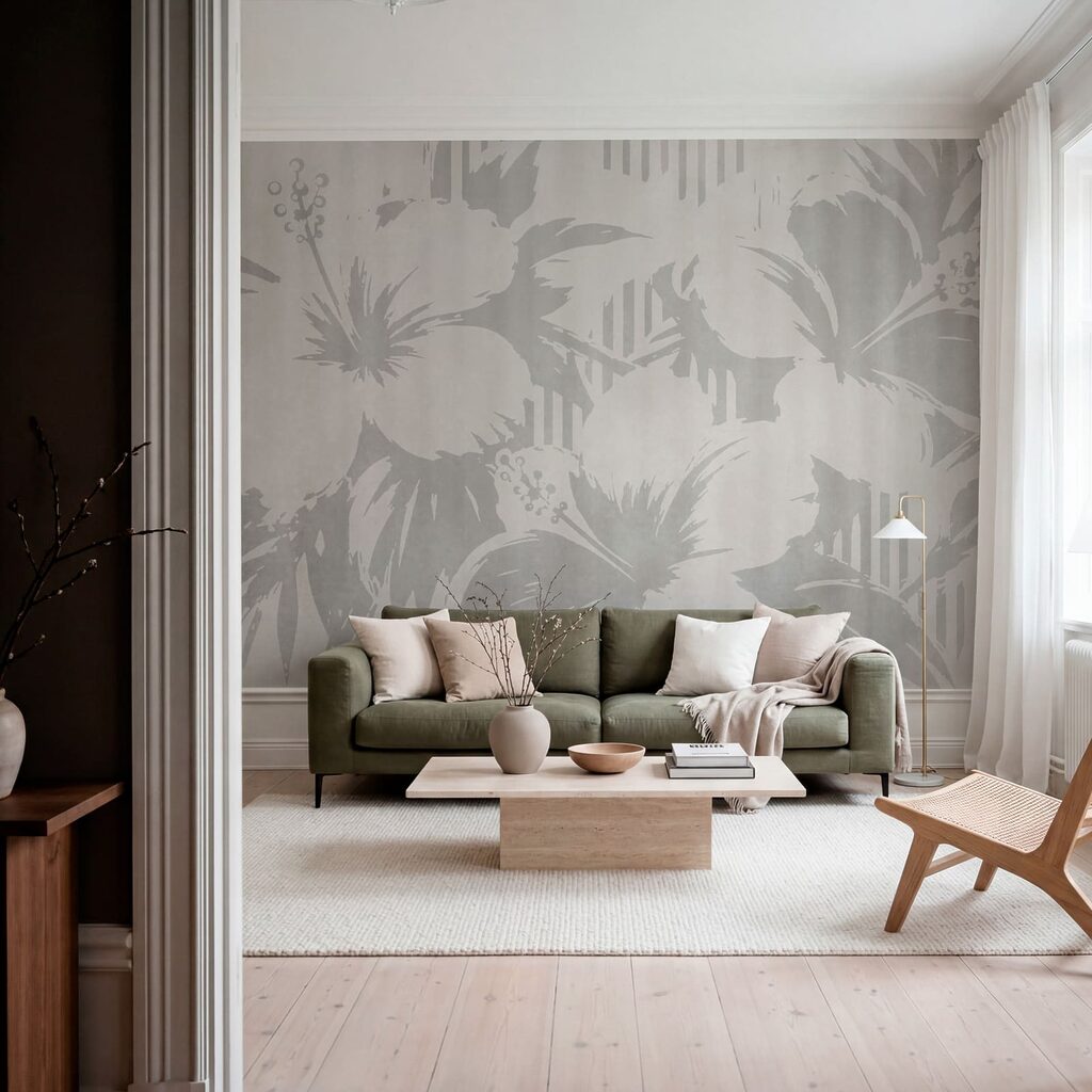 Diseño floral en blanco y gris Diseño floral en blanco y gris