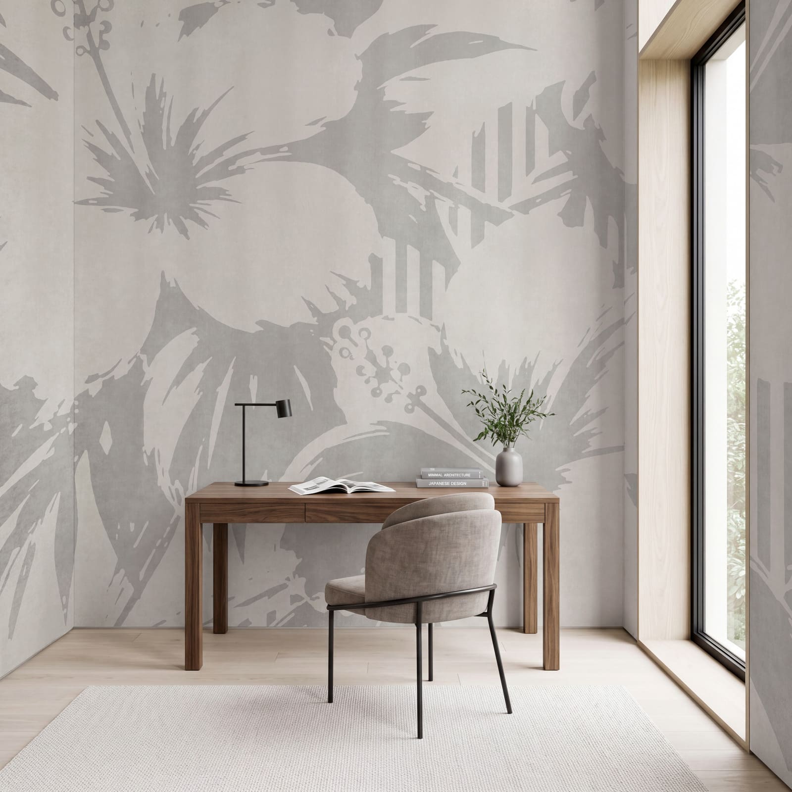Diseño floral en blanco y gris Diseño floral en blanco y gris