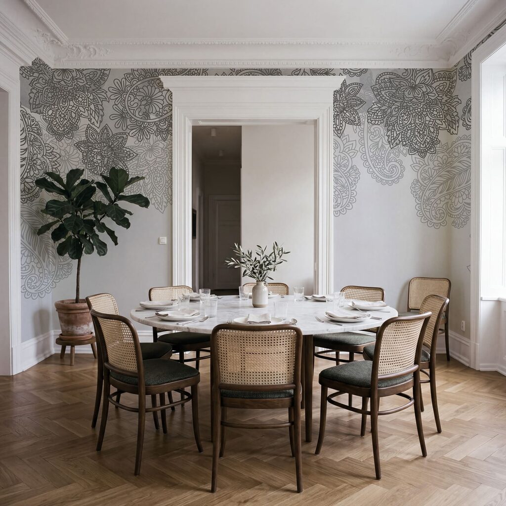 Fondo gris y blanco con diseño de paisley Fondo gris y blanco con diseño de paisley