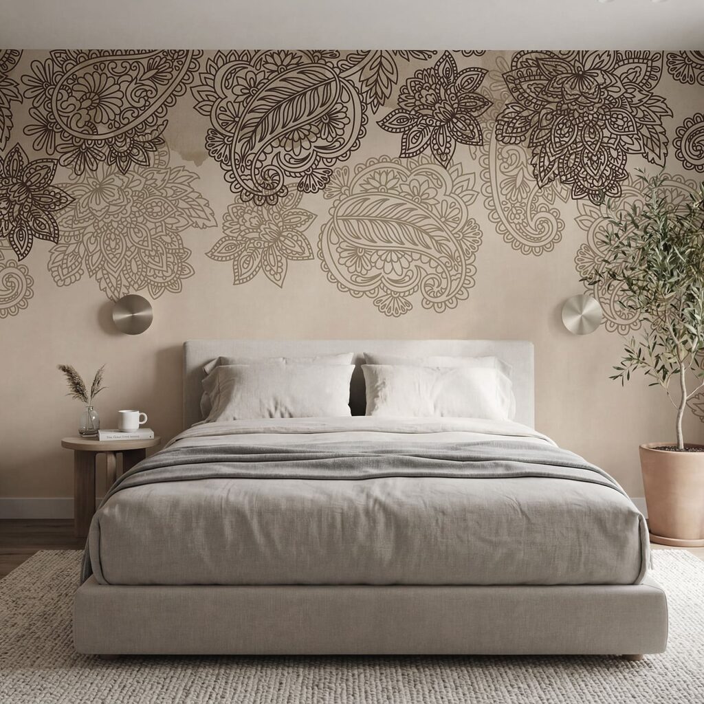 Cenefa con motivos de paisley y flores
