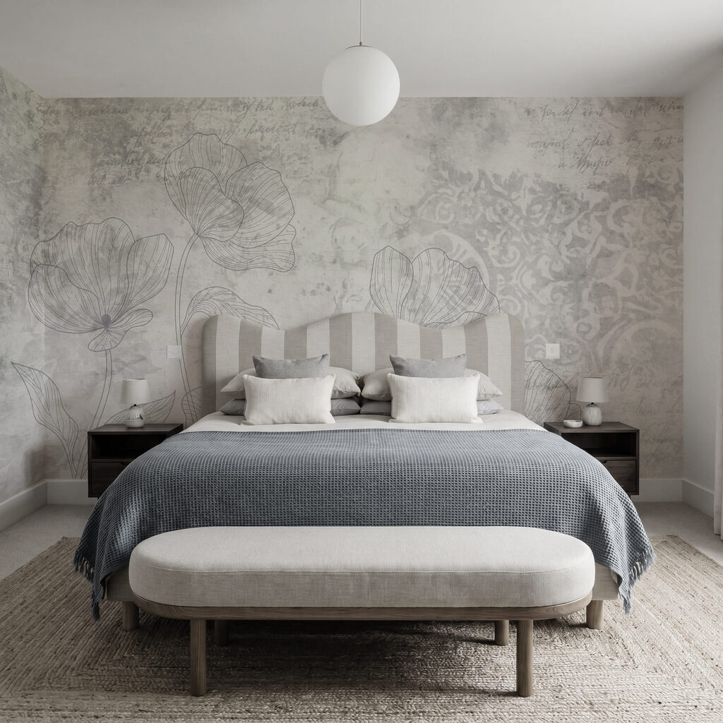 Diseño floral en gris y blanco Diseño floral en gris y blanco
