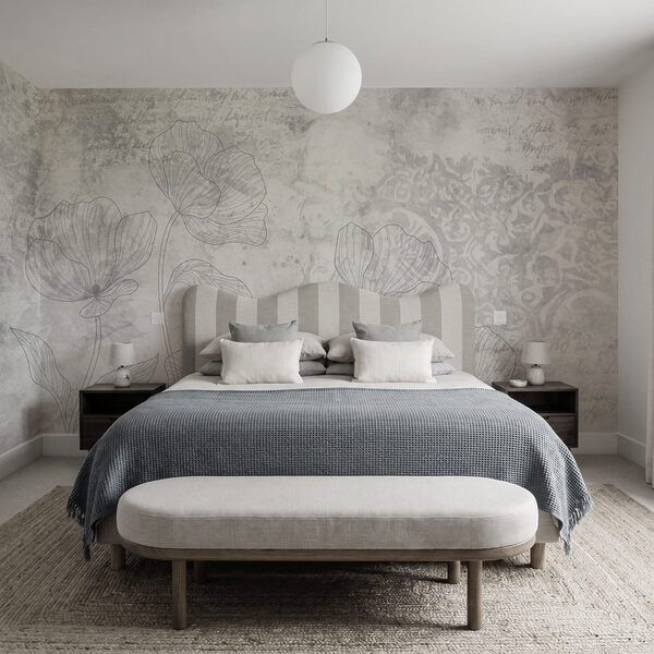 Diseño floral en gris y blanco Diseño floral en gris y blanco