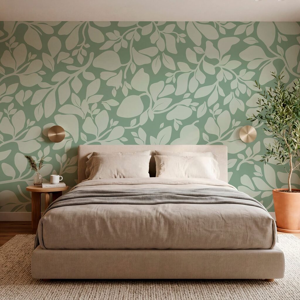 Diseño de hojas sobre fondo verde Diseño de hojas sobre fondo verde