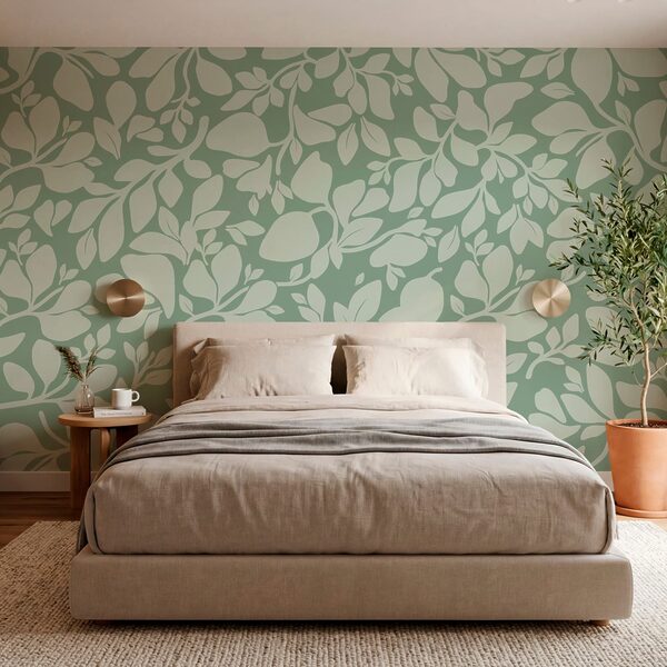 Diseño de hojas sobre fondo verde Diseño de hojas sobre fondo verde