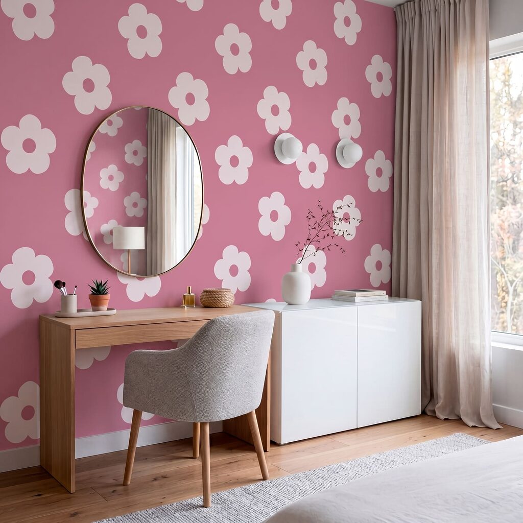 Diseño floral en rosa y blanco Diseño floral en rosa y blanco