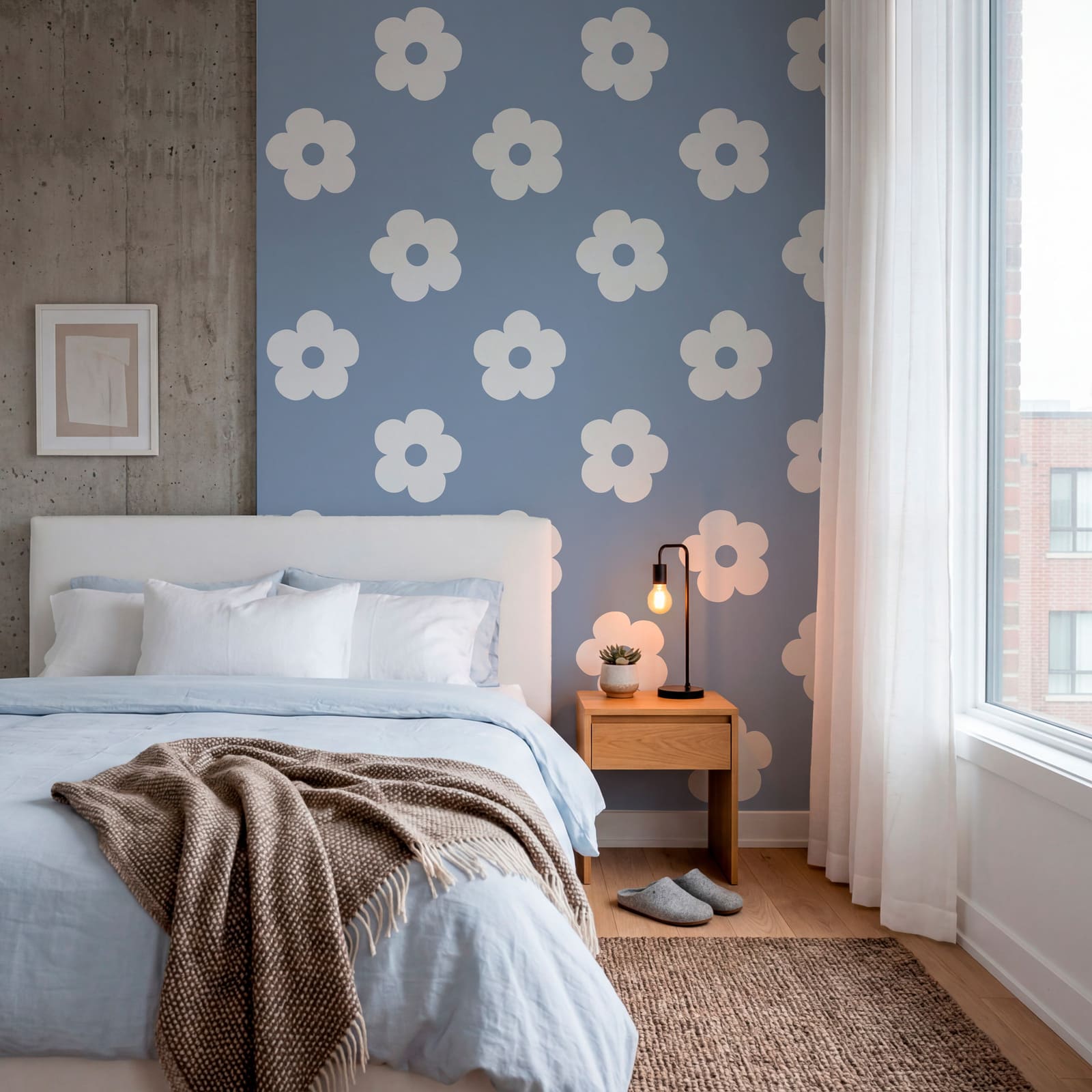 Diseño de flores blancas sobre fondo azul Diseño de flores blancas sobre fondo azul