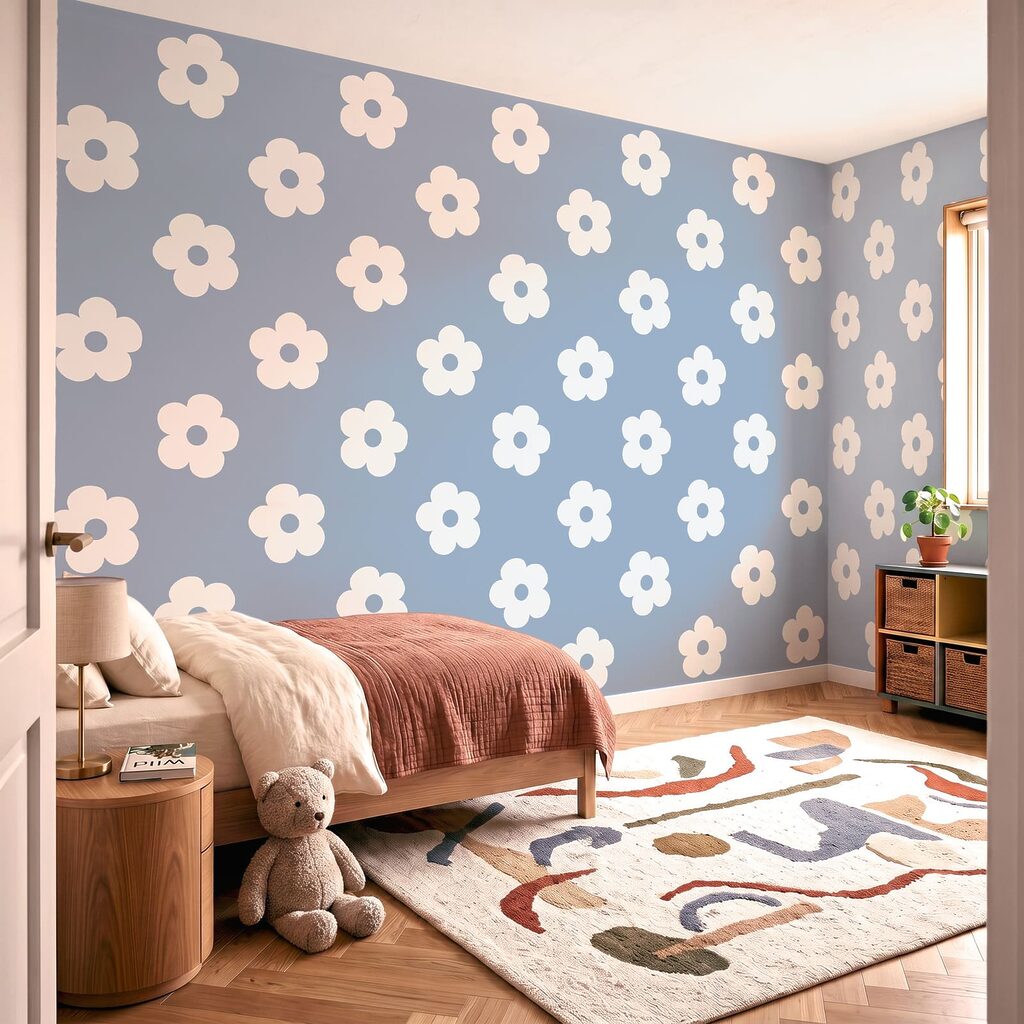 Diseño de flores blancas sobre fondo azul Diseño de flores blancas sobre fondo azul