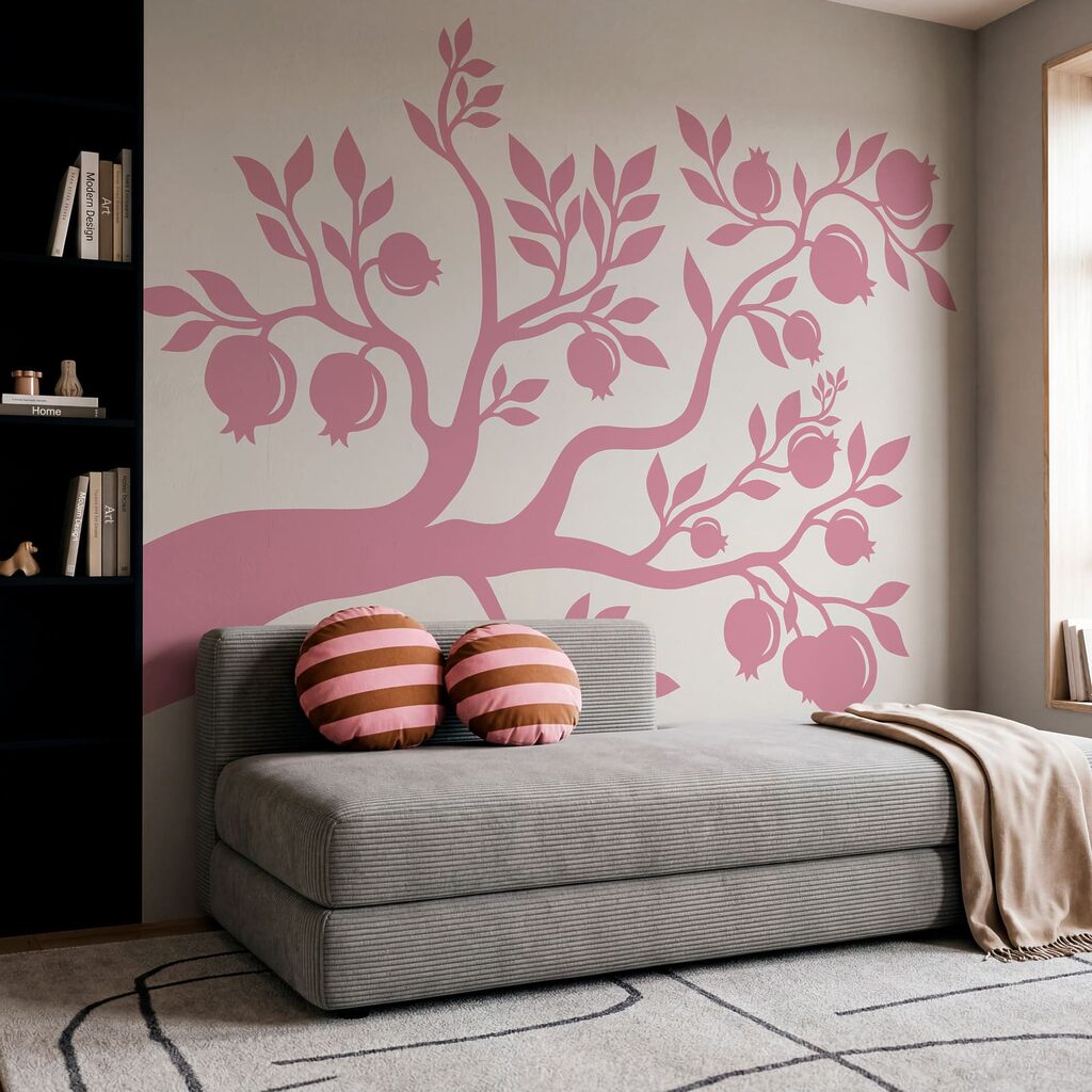 Árbol con ramas y frutos rosas Árbol con ramas y frutos rosas