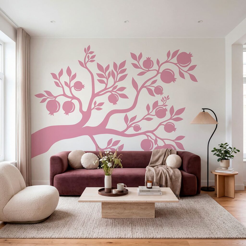 Árbol con ramas y frutos rosas Árbol con ramas y frutos rosas