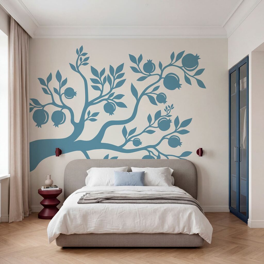Árbol azul con hojas y frutos Árbol azul con hojas y frutos