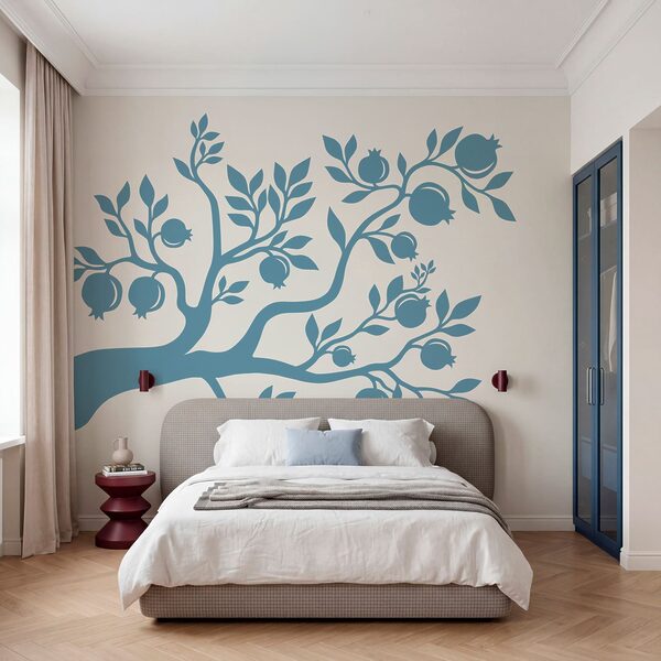 Árbol azul con hojas y frutos Árbol azul con hojas y frutos