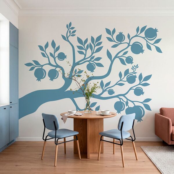 Árbol azul con hojas y frutos Árbol azul con hojas y frutos