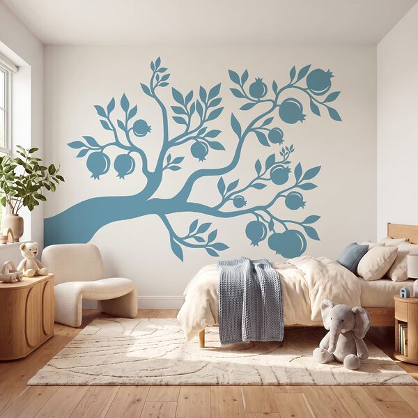 Árbol azul con hojas y frutos Árbol azul con hojas y frutos