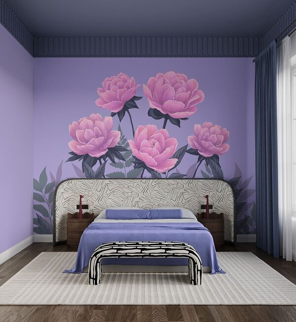 Ramo de flores y hojas rosas