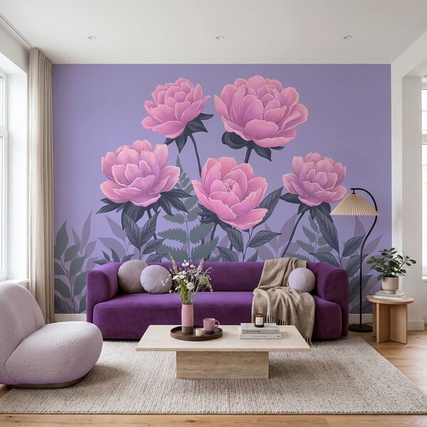 Ramo de flores y hojas rosas