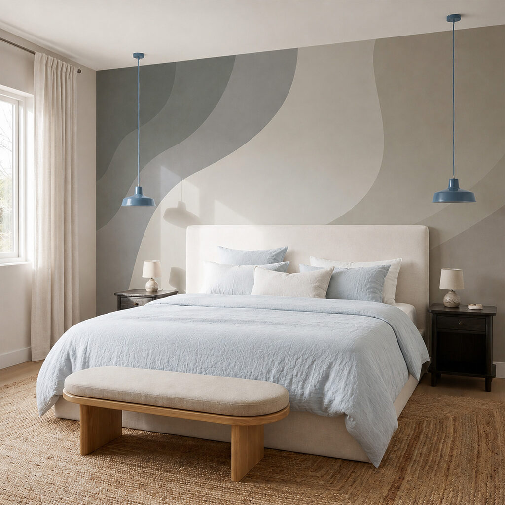 Fondo blanco y gris con líneas curvas