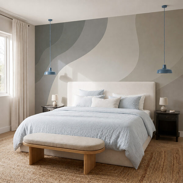 Fondo blanco y gris con líneas curvas