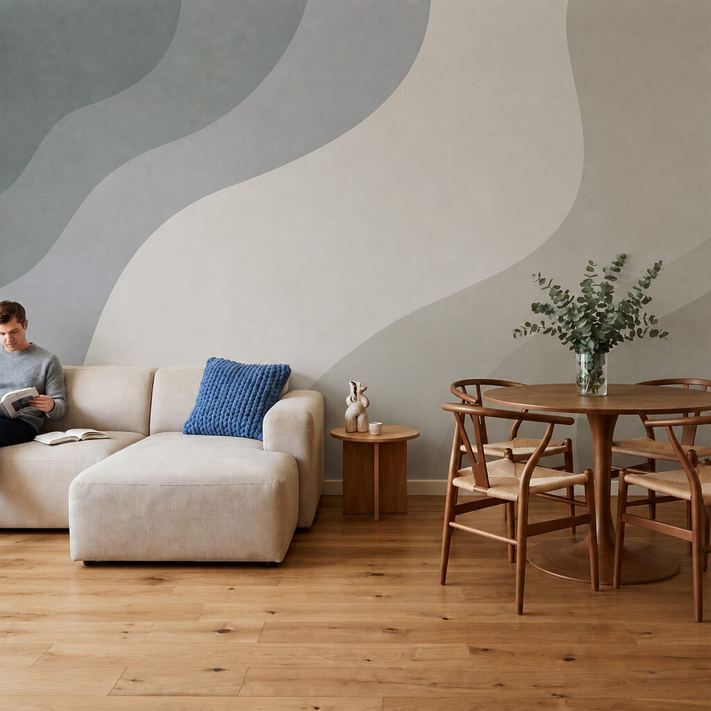 Fondo blanco y gris con líneas curvas