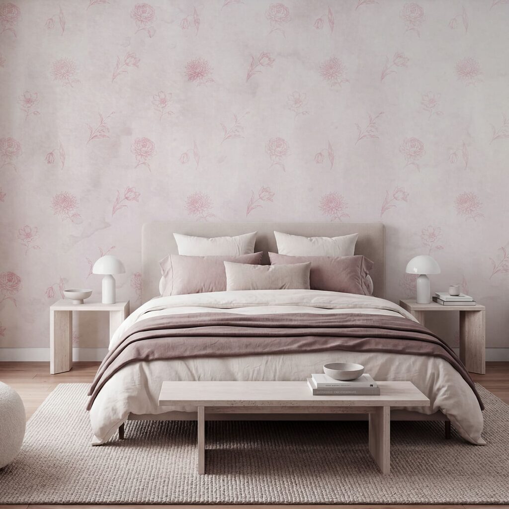Diseño de flores rosas sobre fondo blanco