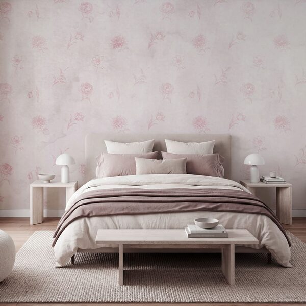 Diseño de flores rosas sobre fondo blanco