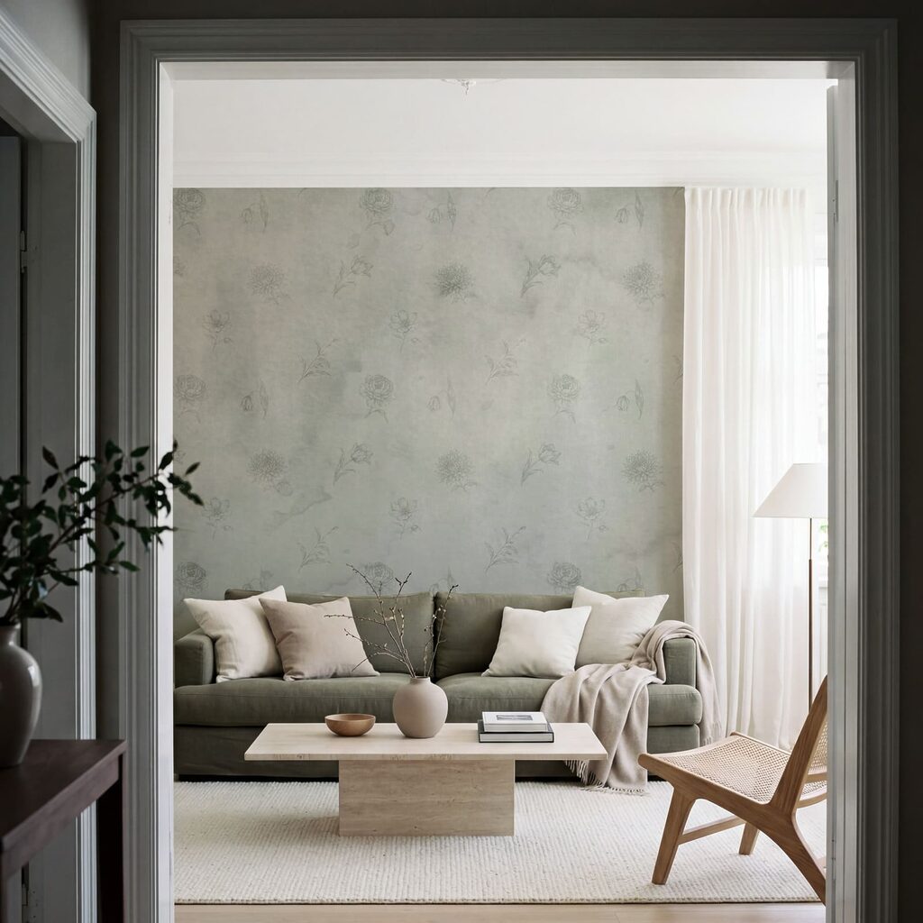 Diseño floral en blanco y gris