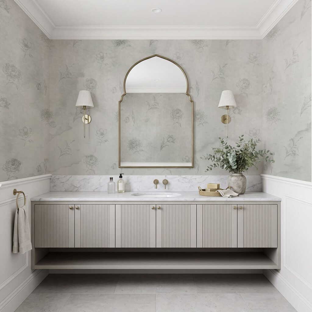 Diseño floral en blanco y gris