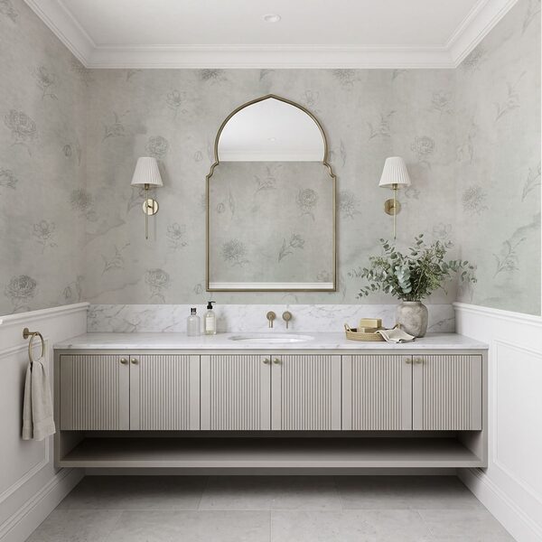 Diseño floral en blanco y gris