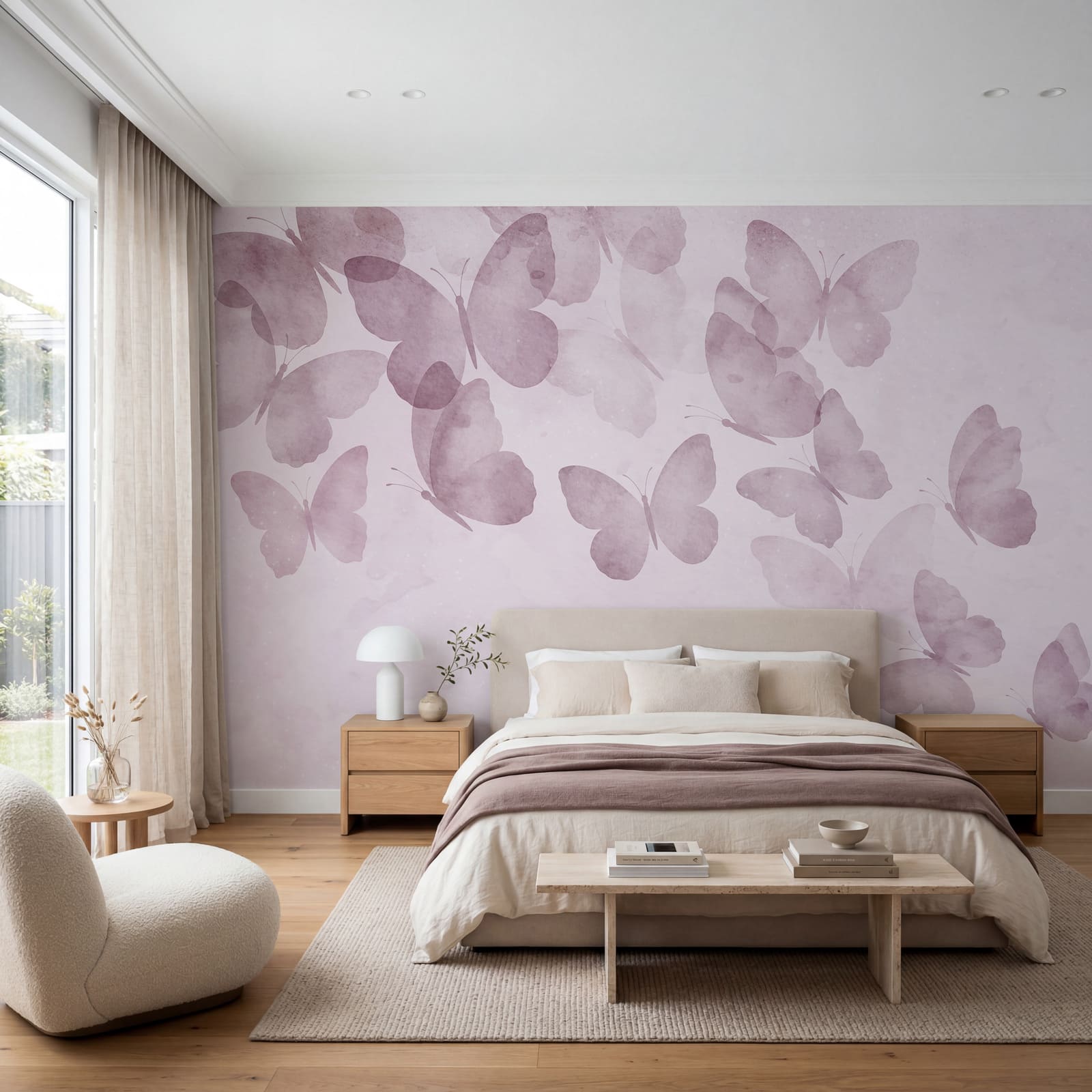 Grupo de mariposas sobre un fondo rosa Grupo de mariposas sobre un fondo rosa